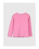 LCW baby Pembe Bisiklet Yaka Uzun Kol Baskılı Kız Bebek Tişört