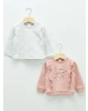 LCW baby Pembe Bisiklet Yaka Uzun Kollu Baskılı Kız Bebek Sweatshirt 2li
