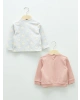 LCW baby Pembe Bisiklet Yaka Uzun Kollu Baskılı Kız Bebek Sweatshirt 2li