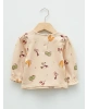LCW baby Pembe Bisiklet Yaka Uzun Kollu Baskılı Pamuklu Kız Bebek Sweatshirt 2li