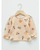 LCW baby Pembe Bisiklet Yaka Uzun Kollu Baskılı Pamuklu Kız Bebek Sweatshirt 2li