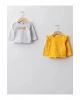 LCW baby Sarı Bisiklet Yaka Uzun Kol Kız Bebek Tişört 2li