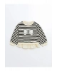 LCW baby Siyah Bisiklet Yaka Çizgili Kız Bebek Sweatshirt