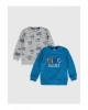 LCW baby Turkuaz Erkek Bebek Baskılı Sweatshirt 2li