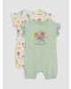 LCW baby Yeşil Fırfırlı Baskılı Kız Bebek 2li Tulum