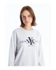 LCW Bisiklet Yaka Baskılı Oversize Kadın Sweatshirt