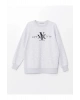 LCW Bisiklet Yaka Baskılı Oversize Kadın Sweatshirt