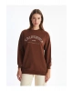 Lcw Bisiklet Yaka Baskılı Oversize Kadın Sweatshirt Tunik