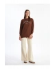 Lcw Bisiklet Yaka Baskılı Oversize Kadın Sweatshirt Tunik