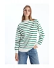 LCW Comfort Çizgili Bisiklet Yaka Çizgili Kadın Sweatshirt (W4)