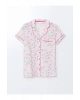 LCW DREAM Ekru Gömlek Yaka Çiçekli Kadın Pijama Takım