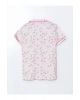 LCW DREAM Ekru Gömlek Yaka Çiçekli Kadın Pijama Takım
