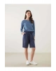 LCW Grace Indigo Beli Lastikli Keten Karışımlı Kadın Şort