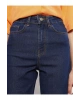 LCW Jeans İndigo Yüksek Bel Mom Fit Düz Cep Detaylı Kadın Rodeo Jean Pantolon