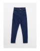 LCW Jeans İndigo Yüksek Bel Mom Fit Düz Cep Detaylı Kadın Rodeo Jean Pantolon