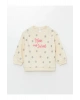 LCW Kids Baskılı Bisiklet Yaka Kalın Baskılı Kız Bebek Sweatshirt