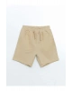 LCW Kids Bej Basic Beli Lastikli Pamuklu Erkek Çocuk Şort