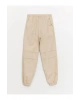 LCW Kids Bej Beli Lastikli Kız Çocuk Jogger Pantolon