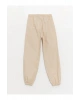 LCW Kids Bej Beli Lastikli Kız Çocuk Jogger Pantolon