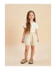 LCW Kids Bej Beli Lastikli Nakışlı Kız Çocuk Şort