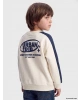 LCW Kids Bej Bisiklet Yaka Baskılı Erkek Çocuk Kalın Sweatshirt