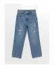 LCW Kids  Beli Ayarlanabilir Lastikli Kız Çocuk Jean Pantolon