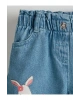 LCW Kids Beli Lastikli Baskılı Kız Çocuk Jean Şort
