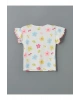 LCW Kids Beyaz Bisiklet Yaka Çiçekli Kız Çocuk Tişört