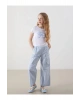 LCW Kids Beyaz Bisiklet Yaka Fiyonk Baskılı Kız Çocuk Crop Tişört