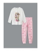 LCW Kids Beyaz Bisiklet Yaka Kız Çocuk Pijama Takım