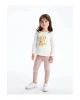 LCW Kids Beyaz Bisiklet Yaka Uzun Kollu Baskılı Kız Bebek Tişört ve Tayt 2li