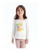 LCW Kids Beyaz Bisiklet Yaka Uzun Kollu Baskılı Kız Bebek Tişört ve Tayt 2li