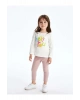 LCW Kids Beyaz Bisiklet Yaka Uzun Kollu Baskılı Kız Bebek Tişört ve Tayt 2li