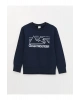 LCW Kids Bisiklet Yaka Baskılı Uzun Kollu Erkek Çocuk Sweatshirt