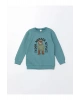 LCW Kids Bisiklet Yaka Kalın Baskılı Erkek Bebek Sweatshirt
