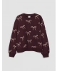 LCW Kids Bordo Baskılı Kız Çocuk Kalın Sweatshirt 2li