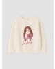 LCW Kids Ekru Baskılı Kız Çocuk Kalın Sweatshirt