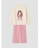 LCW Kids Ekru Baskılı Kız Çocuk Kalın Sweatshirt