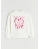 LCW Kids Ekru Baskılı Kız Çocuk Sweatshirt