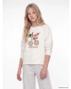 LCW Kids Ekru Bisiklet Yaka Baskılı Kız Çocuk 2li Sweatshirt