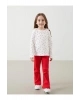 LCW Kids Ekru Bisiklet Yaka Baskılı Kız Çocuk Bluz ve Tayt Pantolon 2li