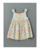 LCW Kids Ekru Bisiklet Yaka Çiçekli Kız Çocuk Keten Elbise T T