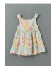 LCW Kids Ekru Bisiklet Yaka Çiçekli Kız Çocuk Keten Elbise T T