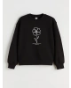 LCW Kids Ekru Bisiklet Yaka Çiçekli Kız Çocuk Sweatshirt 2li