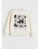 LCW Kids Ekru Bisiklet Yaka Çiçekli Kız Çocuk Sweatshirt