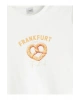 LCW Kids Ekru Bisiklet Yaka Frankfurt Baskılı Kız Çocuk Crop Tişört