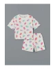 LCW Kids Ekru Bisiklet Yaka Kız Çocuk Şortlu Pijama Takımı