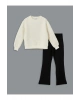 LCW Kids Ekru Bisiklet Yaka Kız Çocuk Sweatshirt ve Tayt