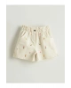 LCW Kids Ekru Çiçekli Gabardin Kız Çocuk Şort