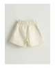 LCW Kids Ekru Çiçekli Gabardin Kız Çocuk Şort